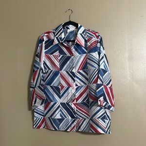 Alfred Dunner Top Sz16 Red/White/Blue Americana Casual Work Closet Staple Career